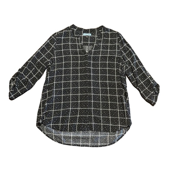 Cynthia Rowley Women Black and White Dotted Print Blouse Long Sleeve - Picture 1 of 6